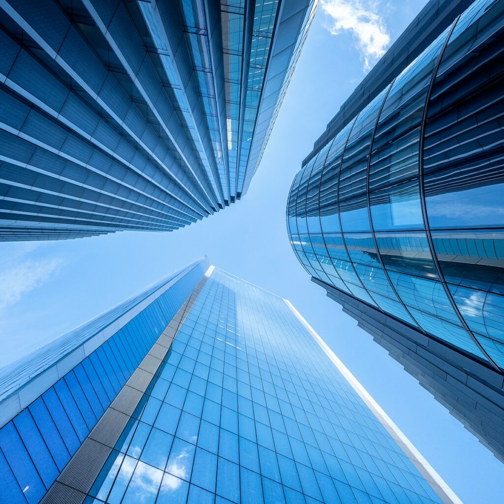 a very tall building with a sky in the background