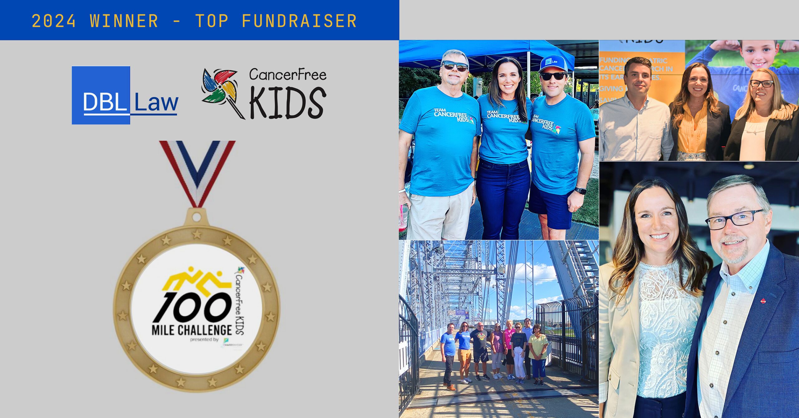 DBL Law Named the Top Fundraiser and Winner of the CancerFree Kids 100 Mile Challenge